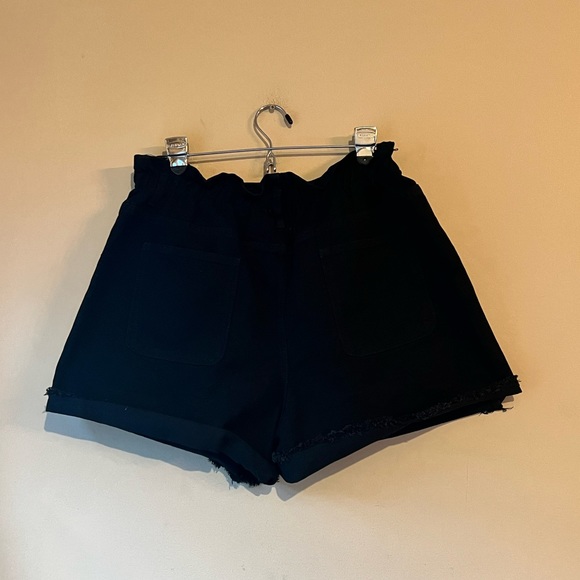 NEW Princess Polly Open Road Denim PaperBag Shorts Wash Black 12 Large Highwaist - Picture 4 of 11